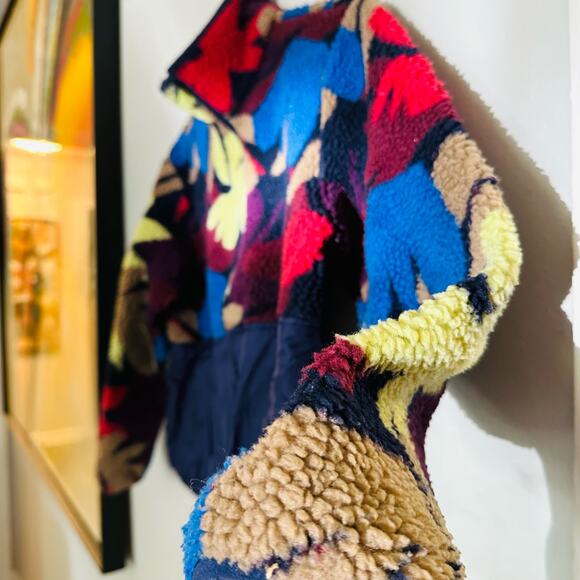 SCOTCH & SODA Teddy Fleece Anorak Flower Camo Blue Zip Up Jacket Size XS - Picture 8 of 11